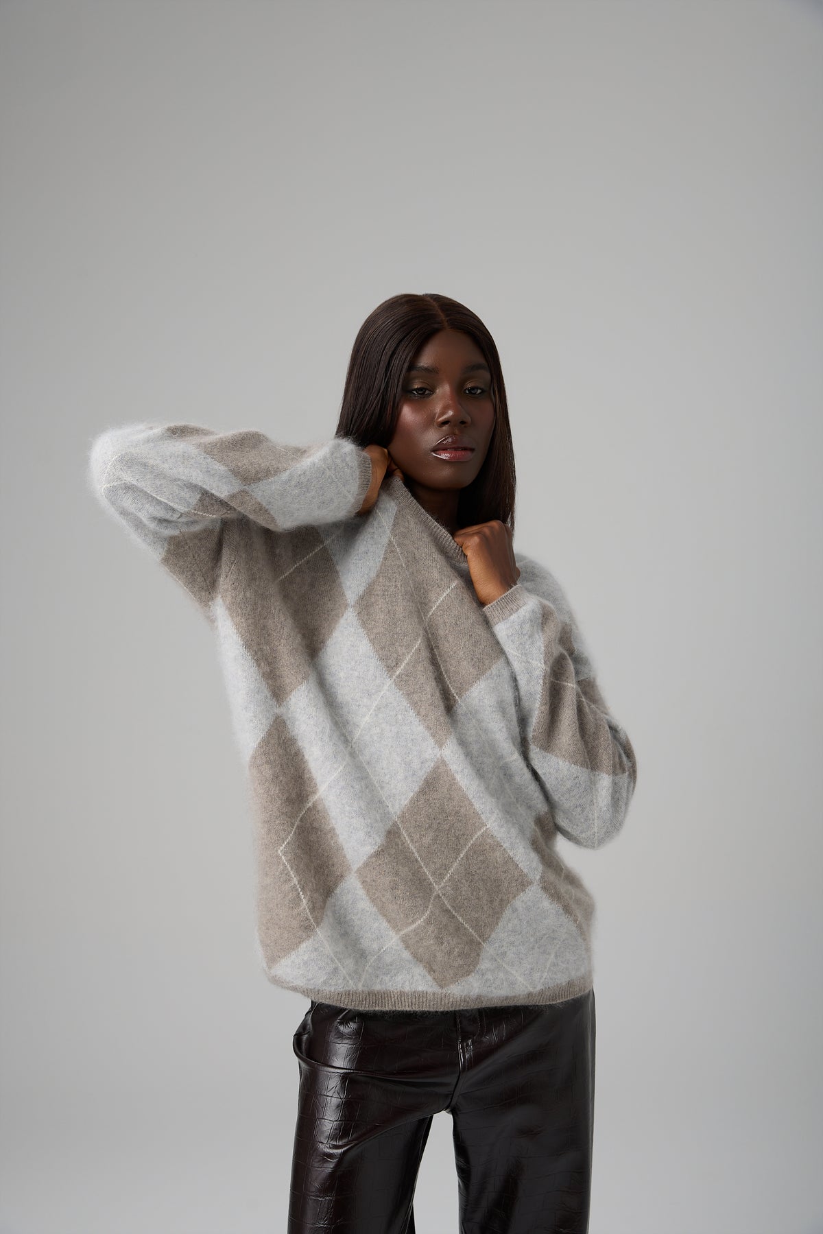 SWETER ARGYLE CASHMERE BLEND
