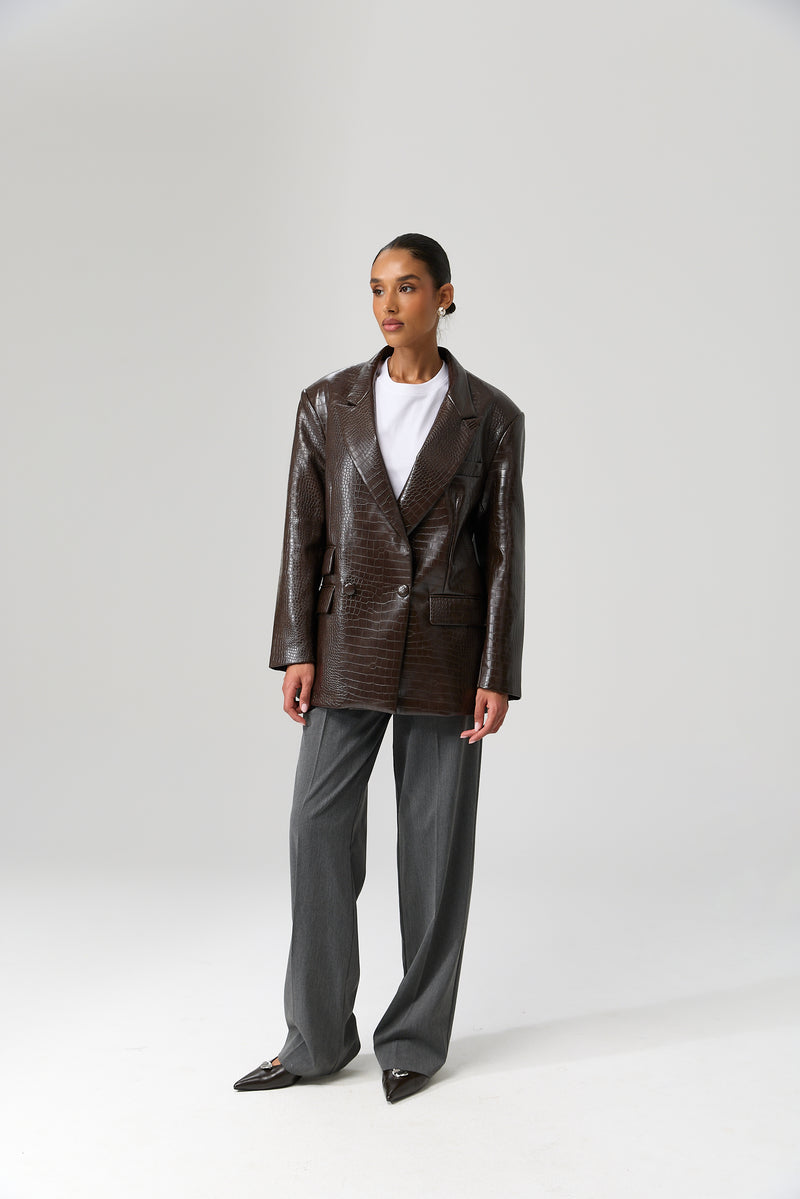 MARYNARKA MARRONE CROCO