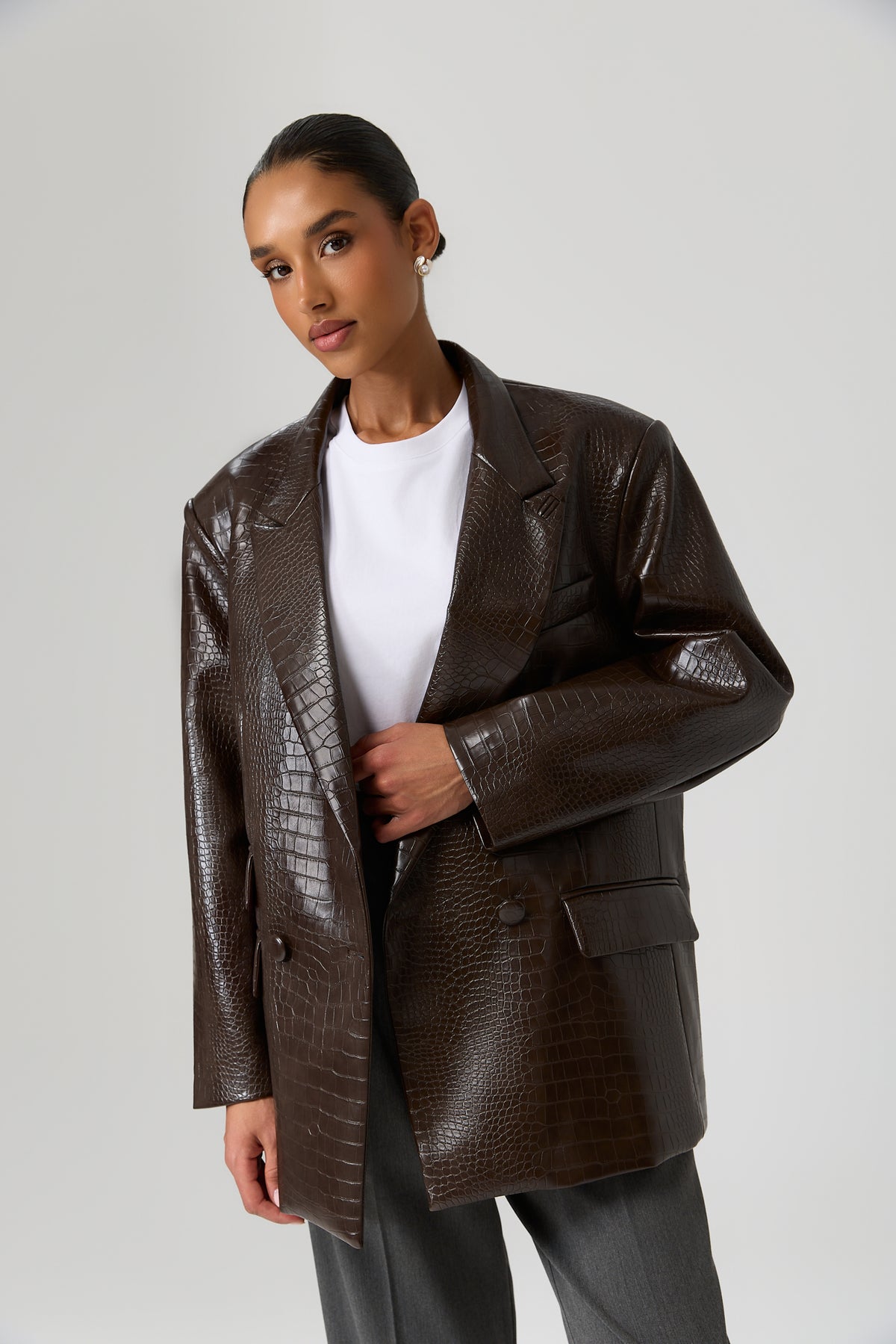 MARYNARKA MARRONE CROCO