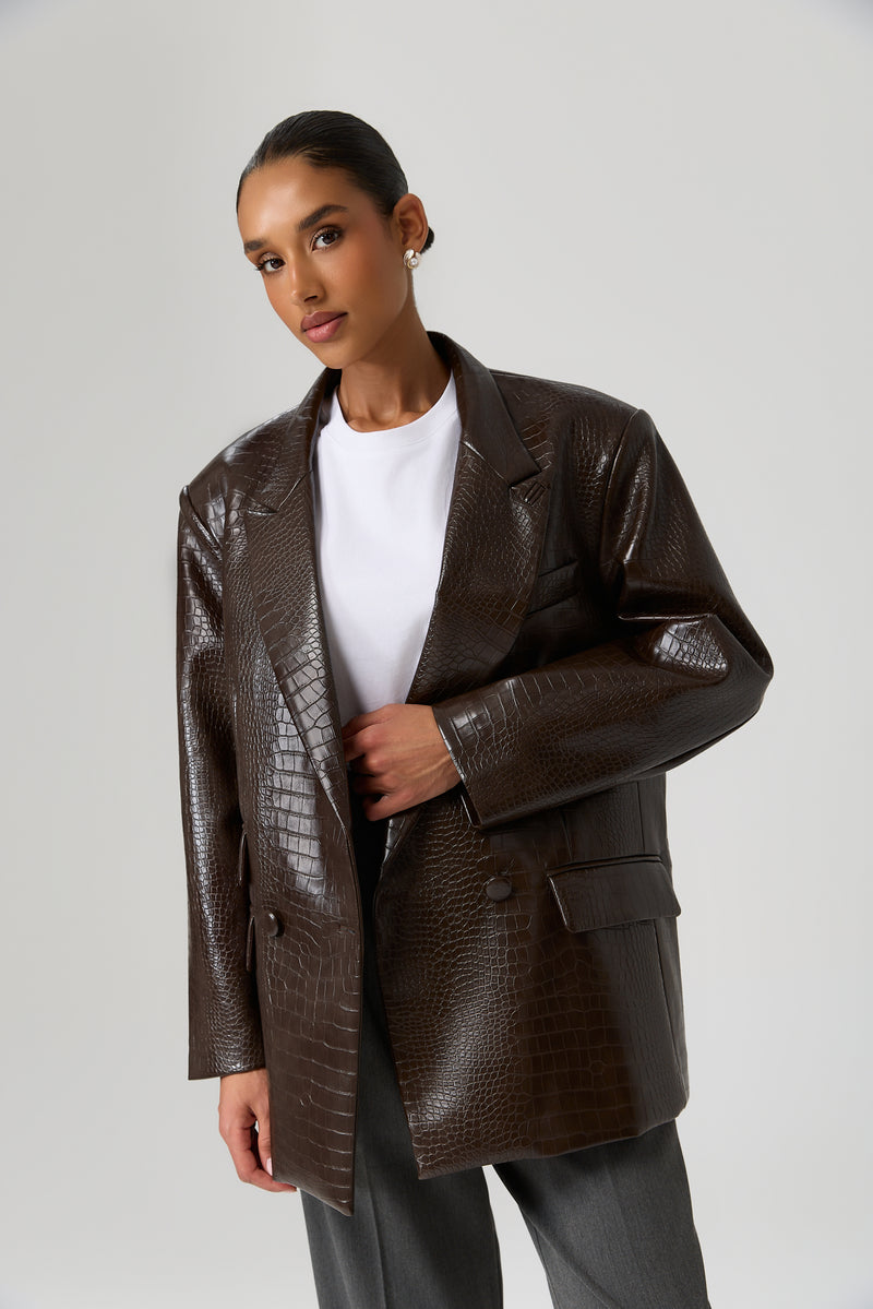 MARYNARKA MARRONE CROCO