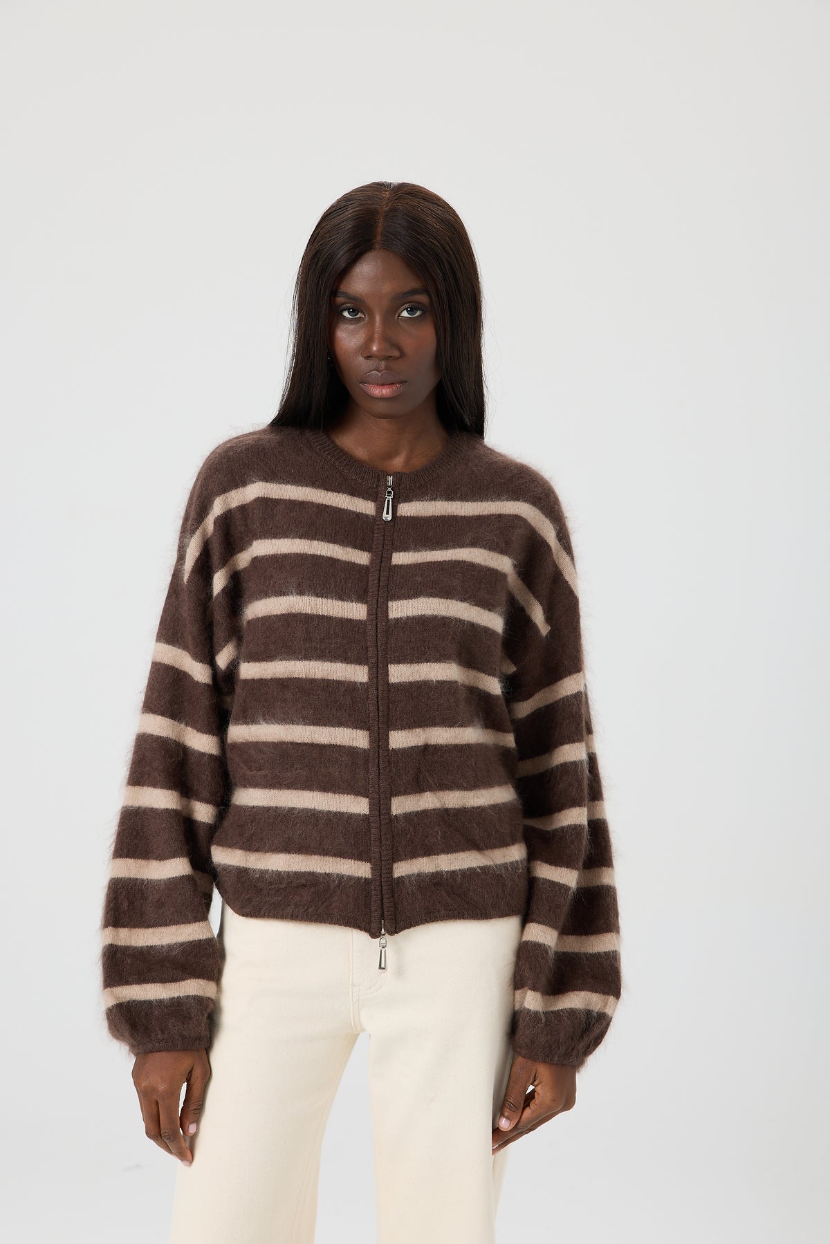 SWETER WOOL STRIPES ZIP