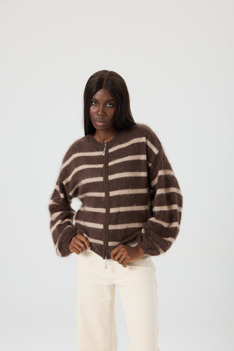 SWETER WOOL STRIPES ZIP