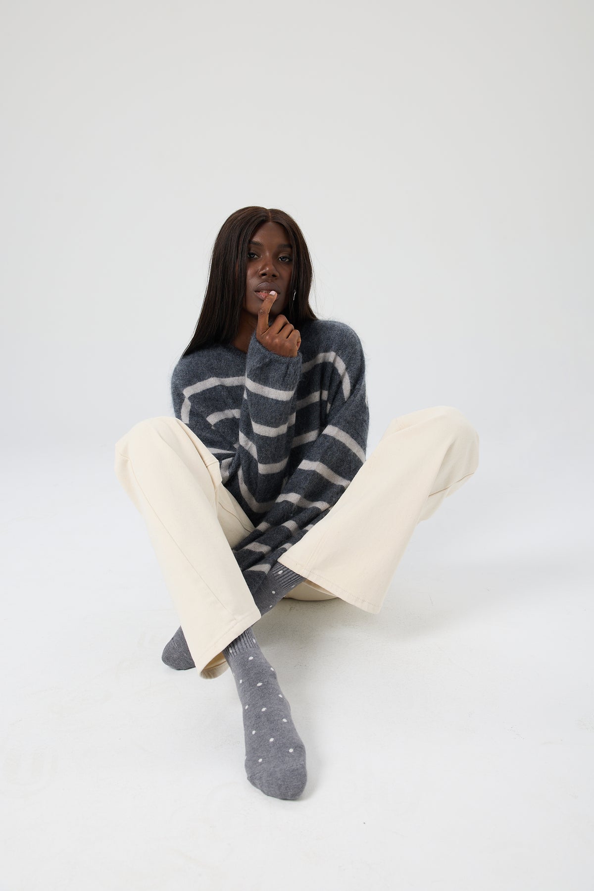 SWETER WOOL STRIPES ZIP