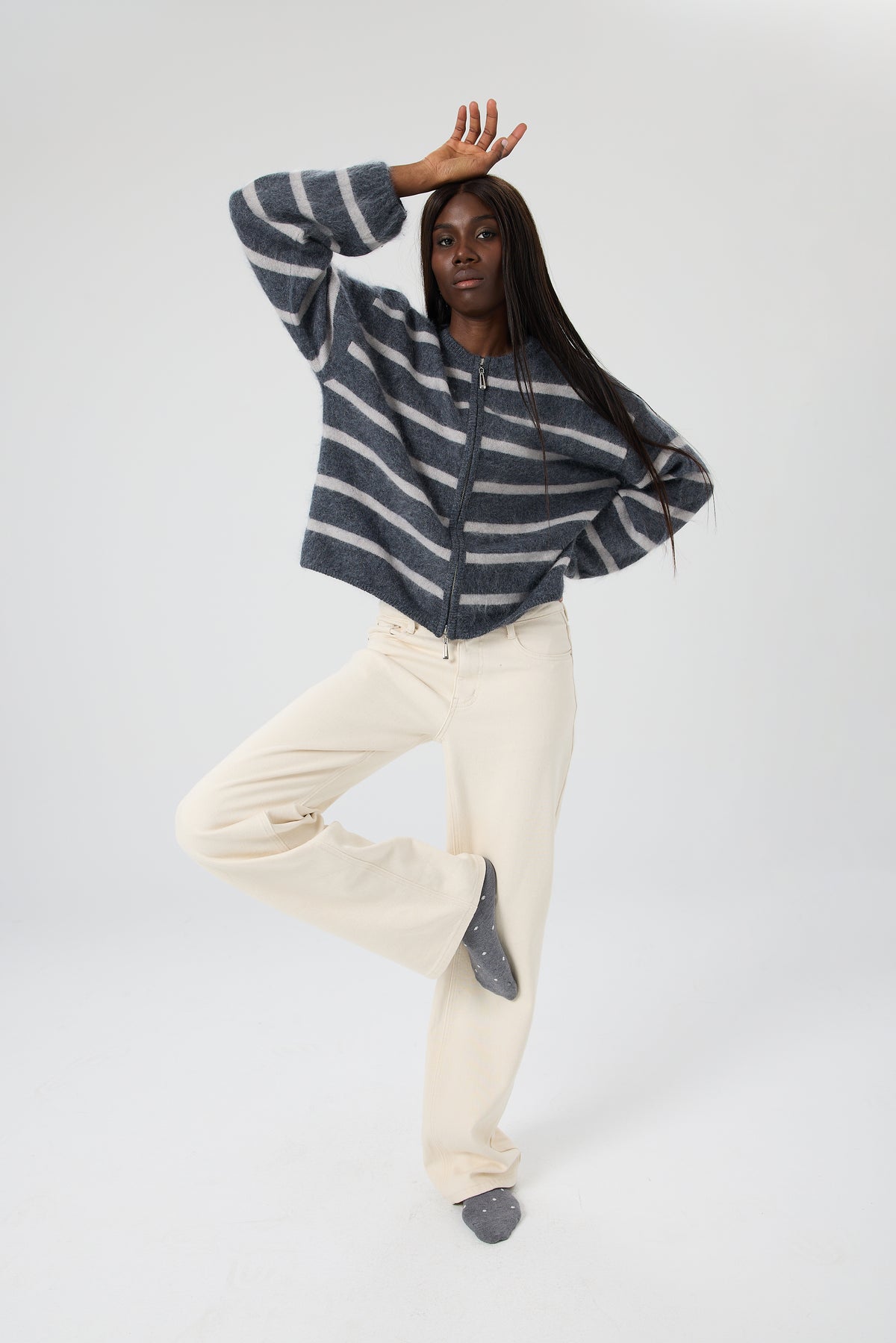 SWETER WOOL STRIPES ZIP