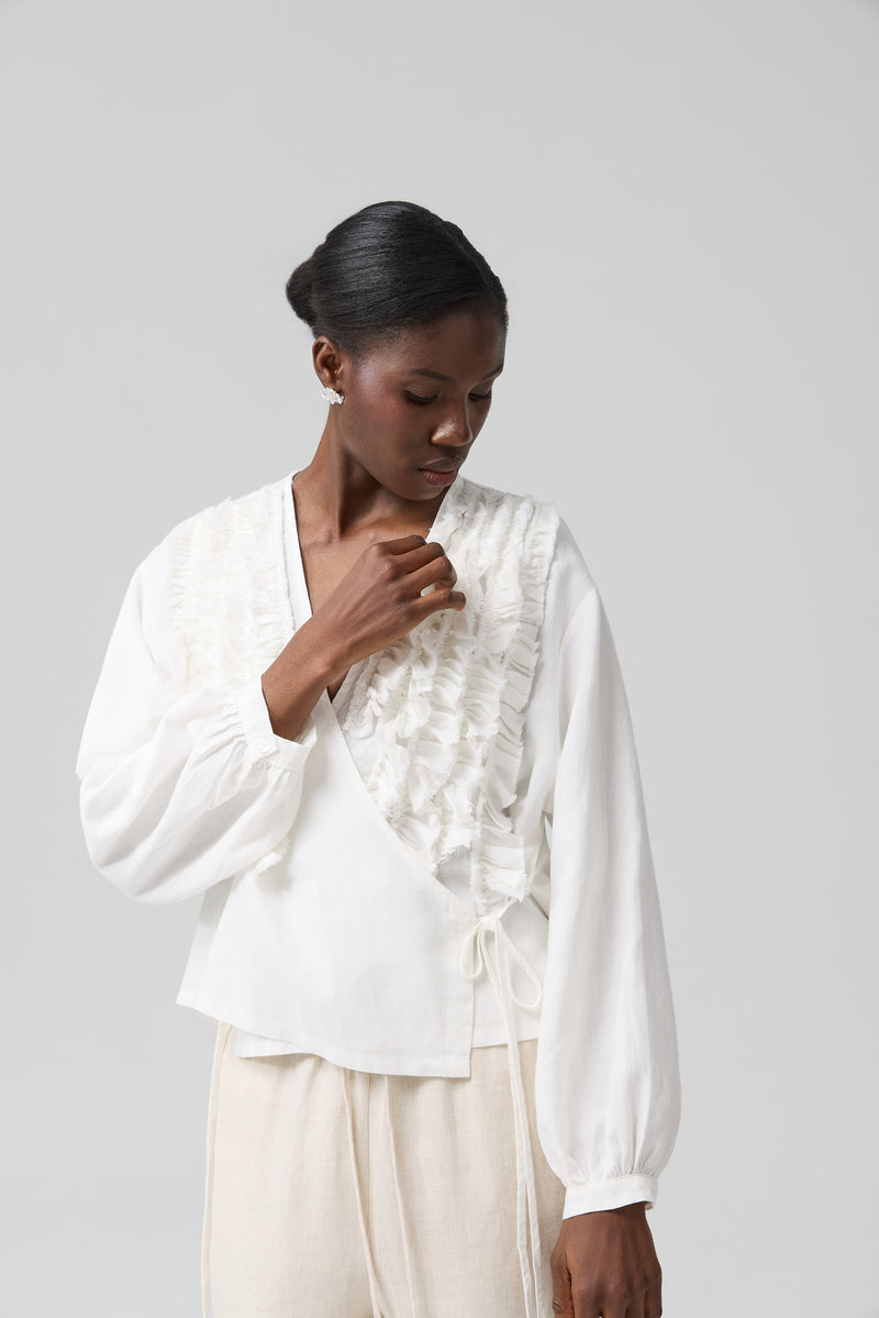 NARZUTKA RUFFLE WRAP WHITE