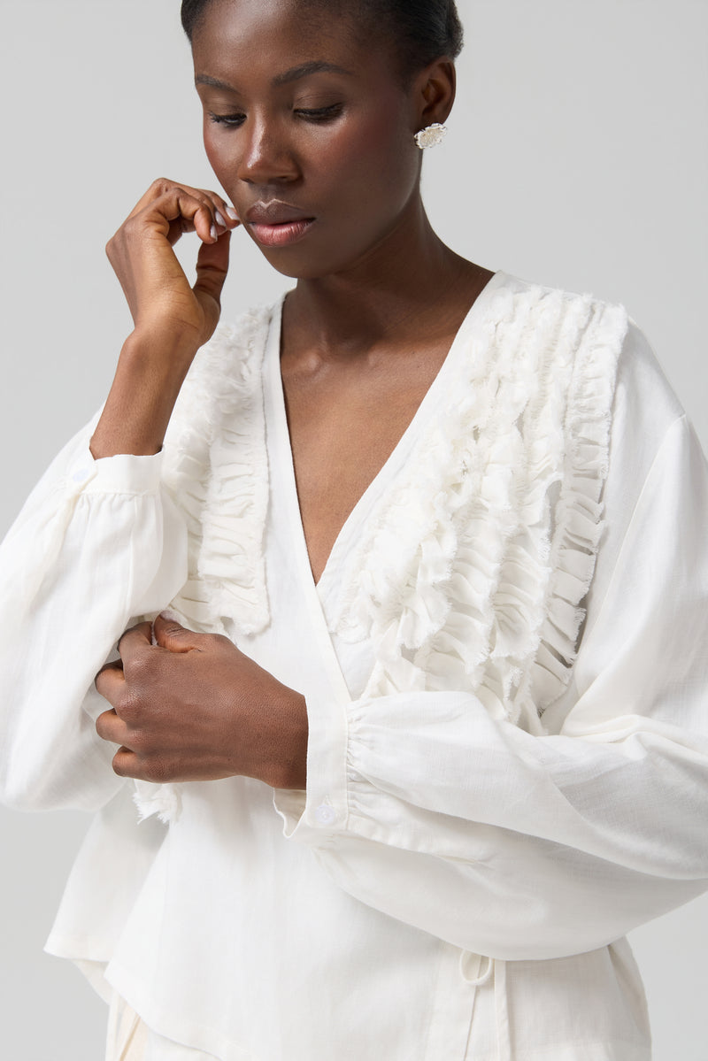 NARZUTKA RUFFLE WRAP WHITE