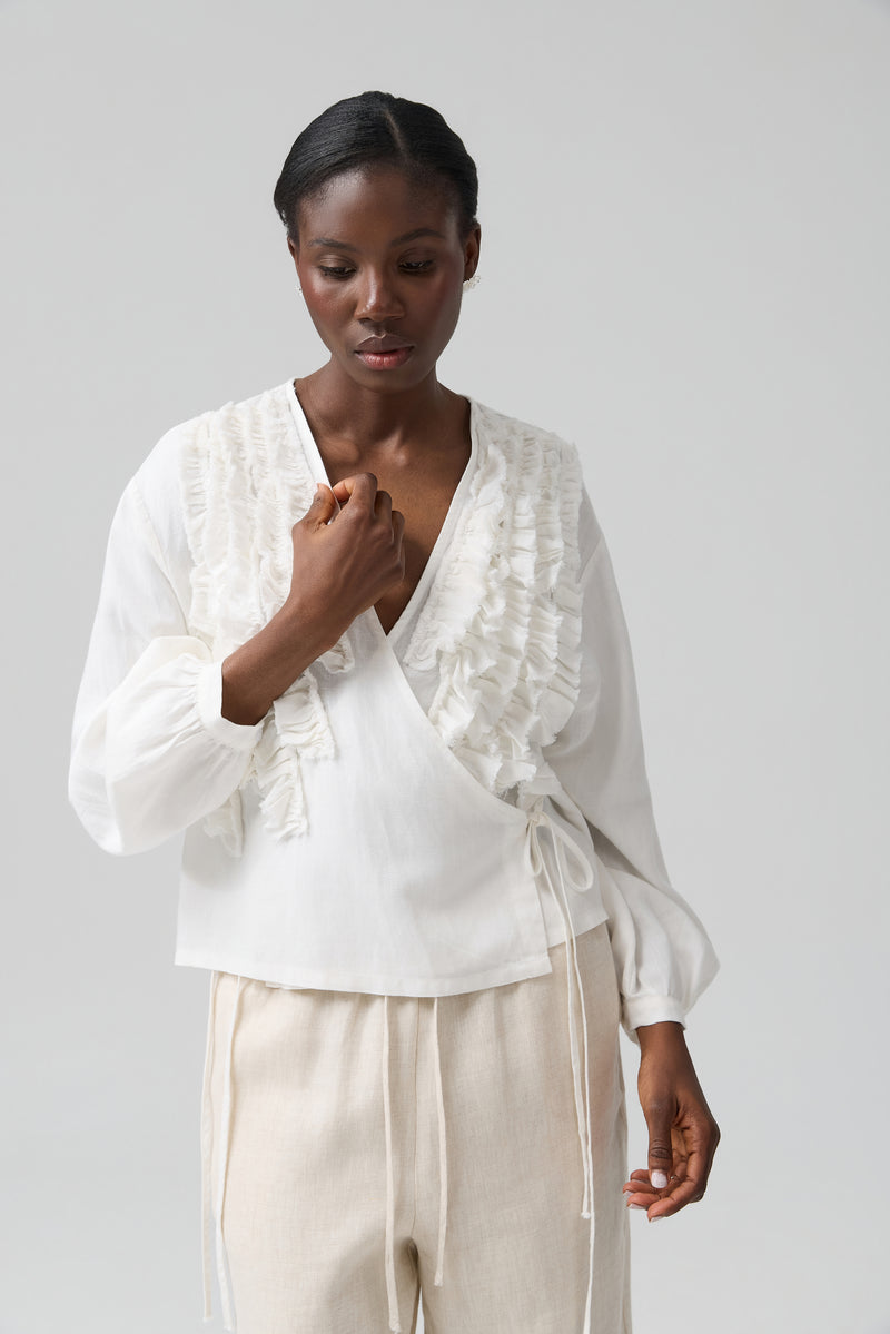 NARZUTKA RUFFLE WRAP WHITE