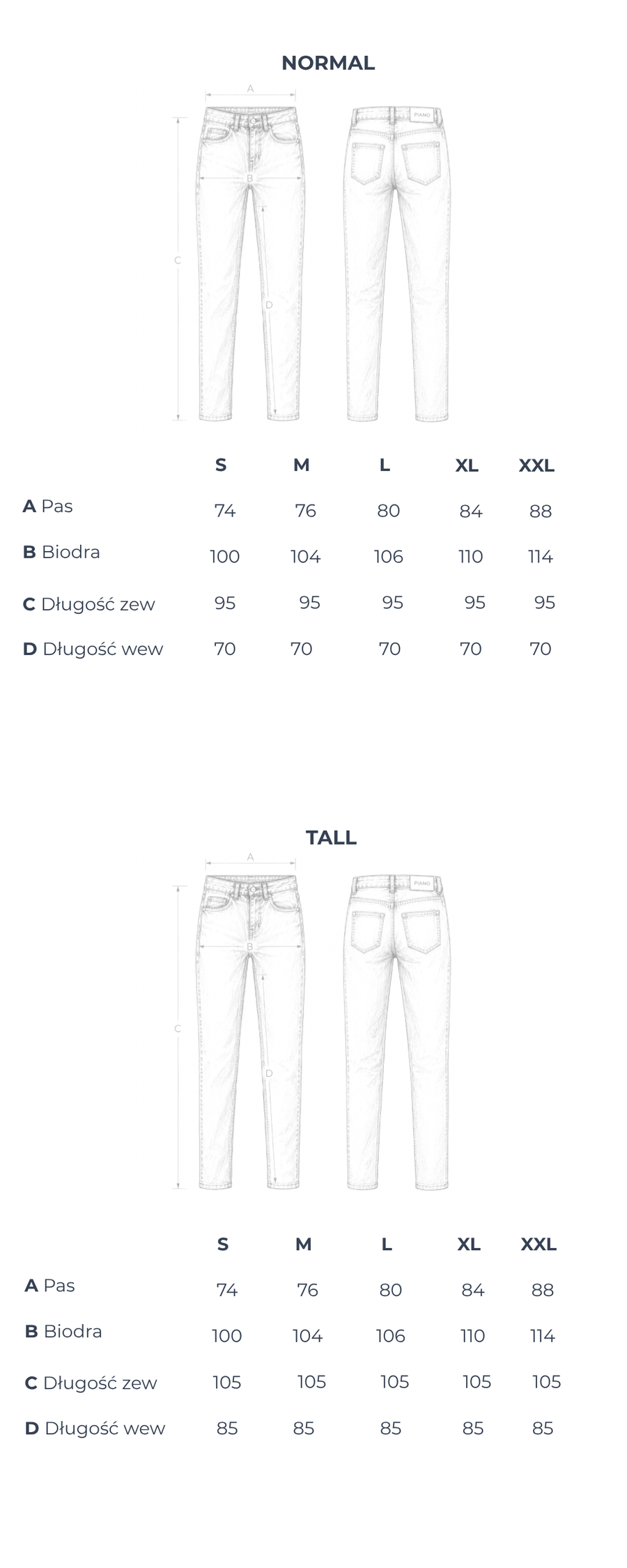 Tabela wymiarów 