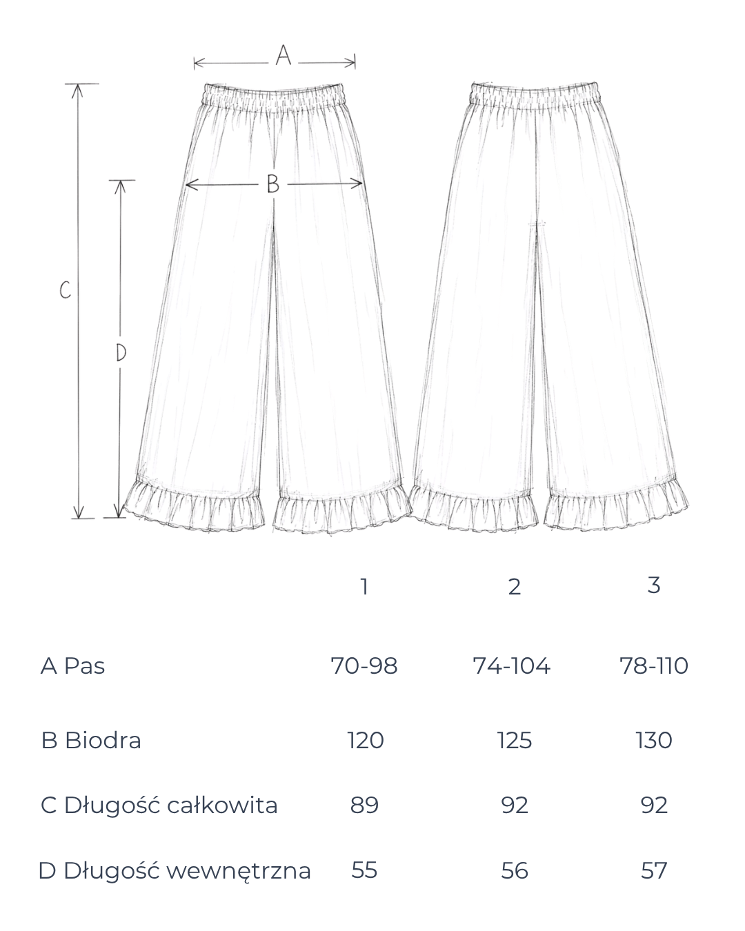 Tabela wymiarów