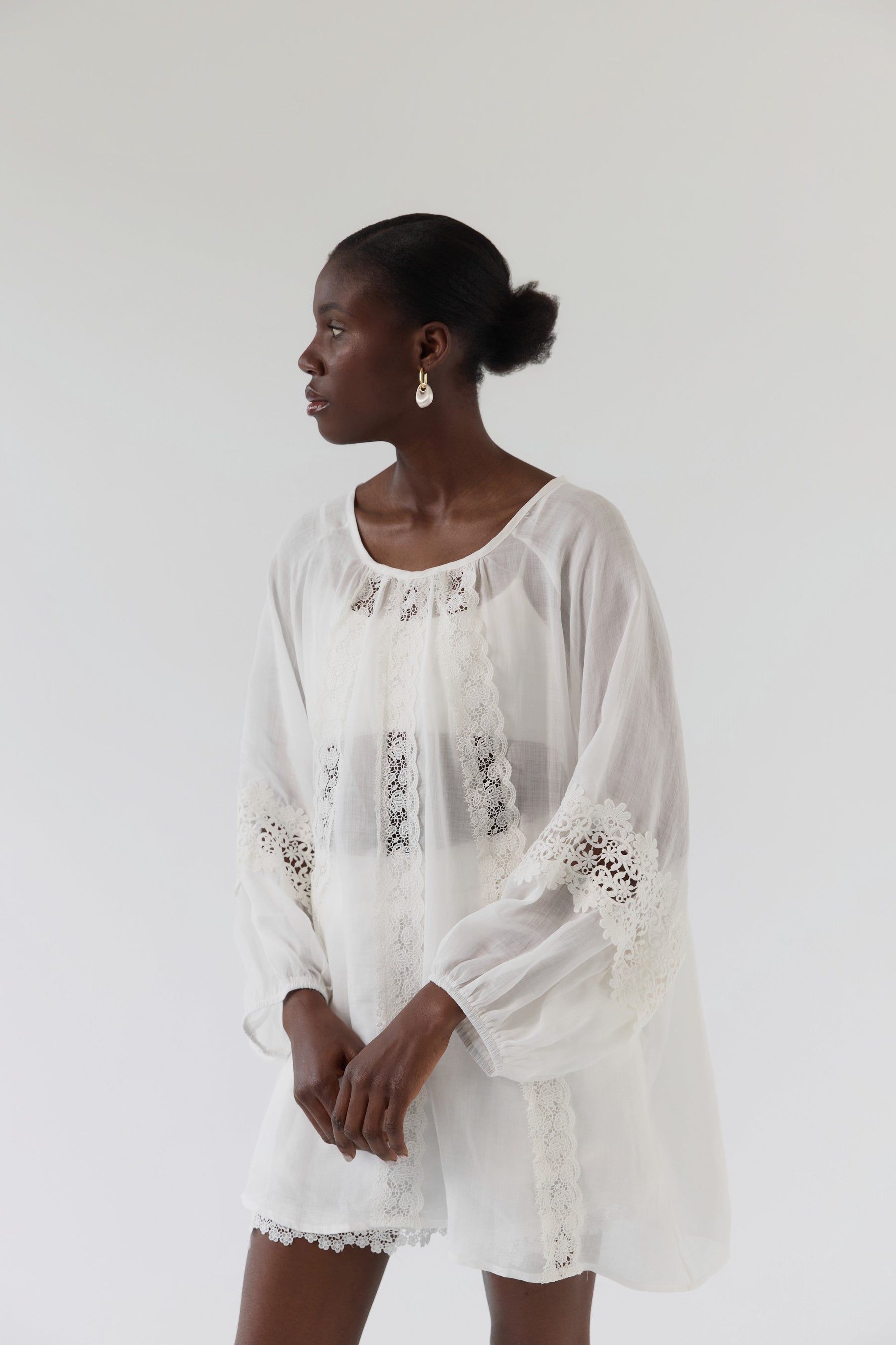 KOSZULA LONG STITCH WHITE