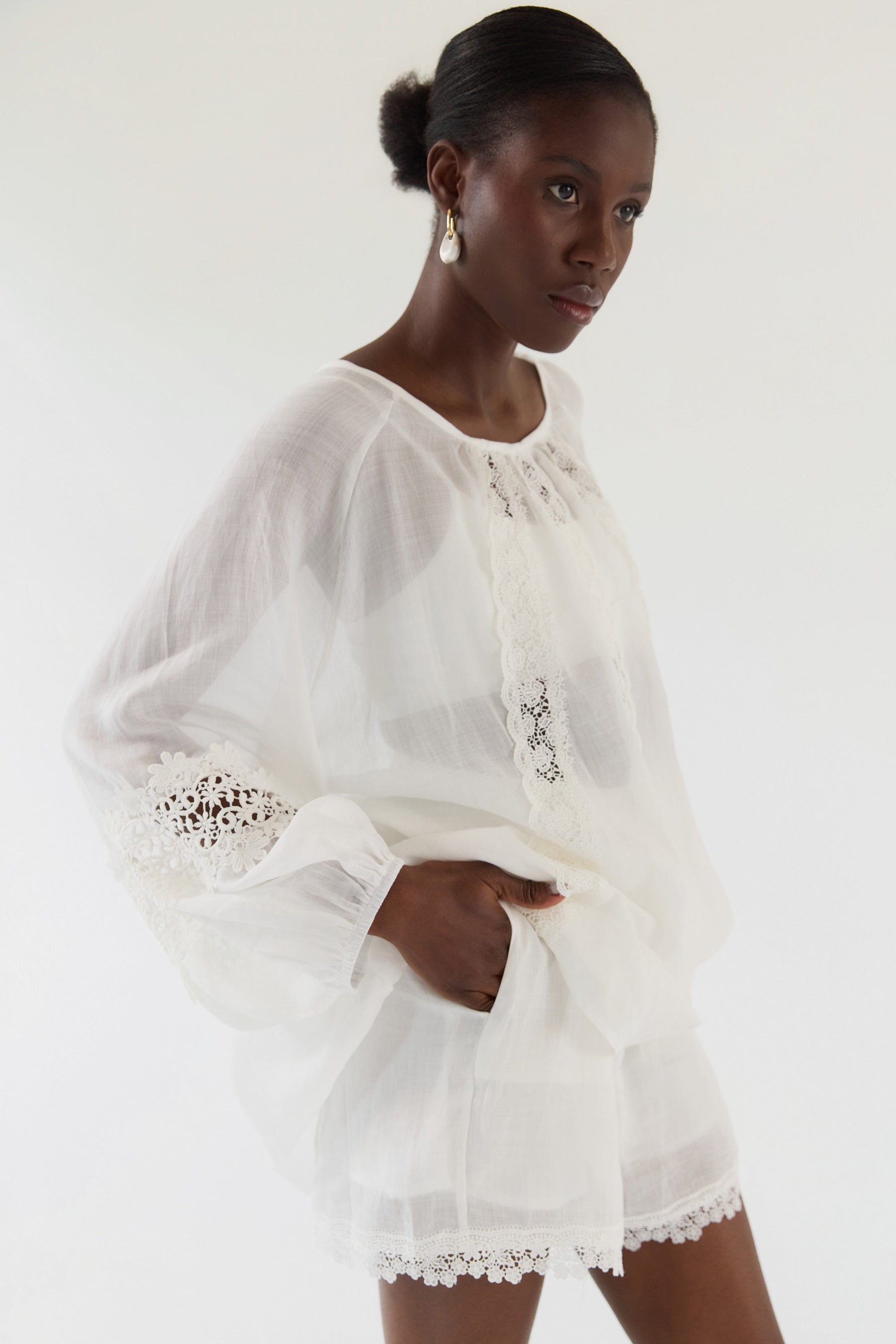 KOSZULA LONG STITCH WHITE