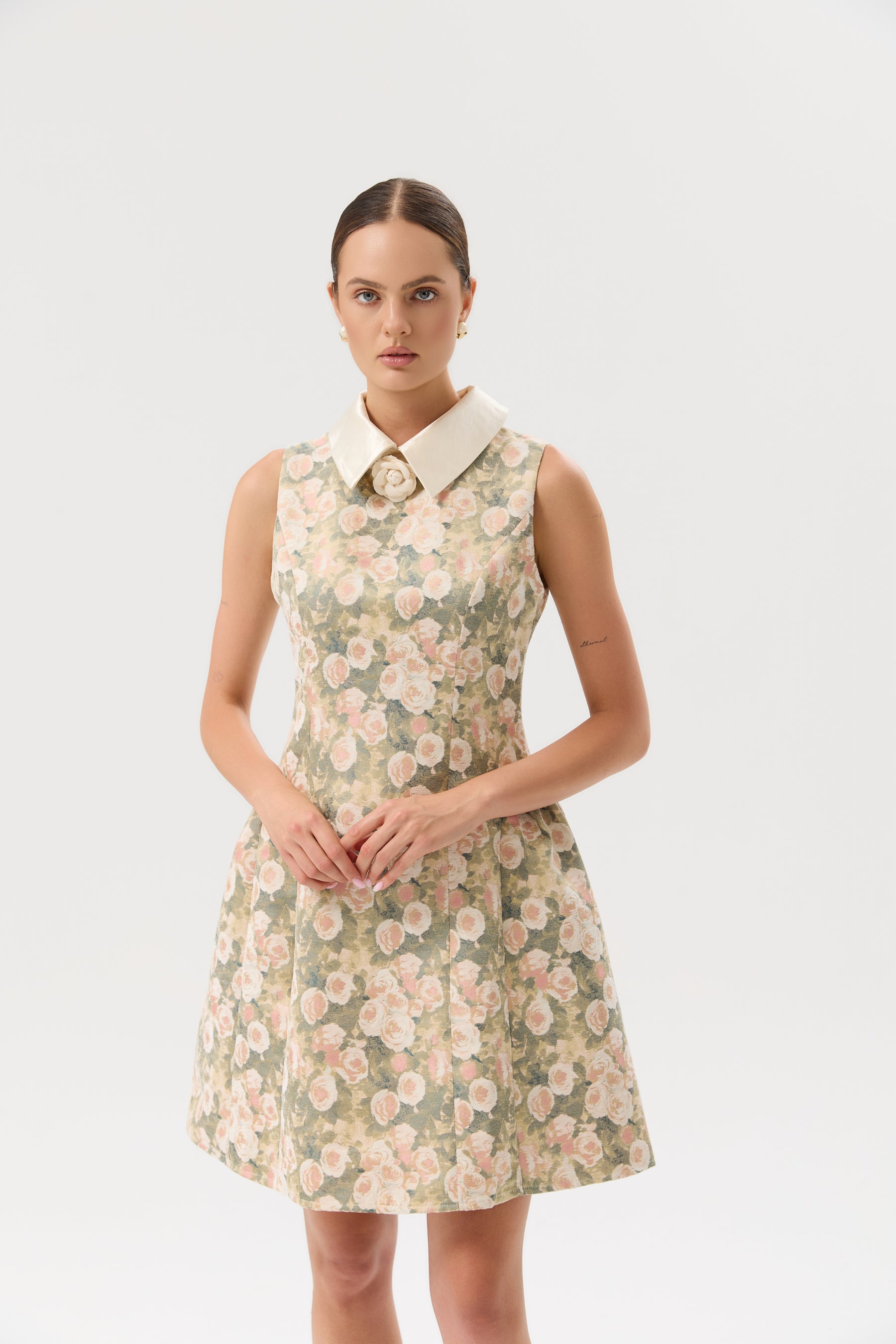 SUKIENKA ROSE COLLAR GREEN