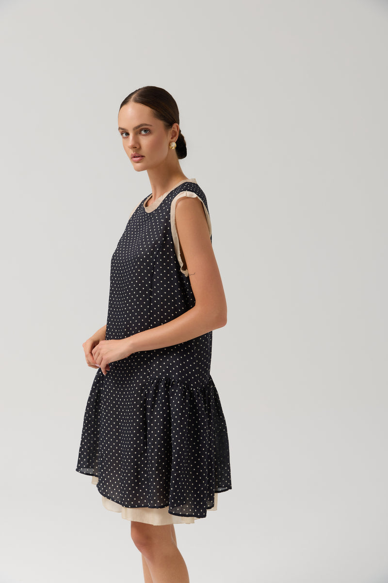 SUKIENKA NAVY DOTS