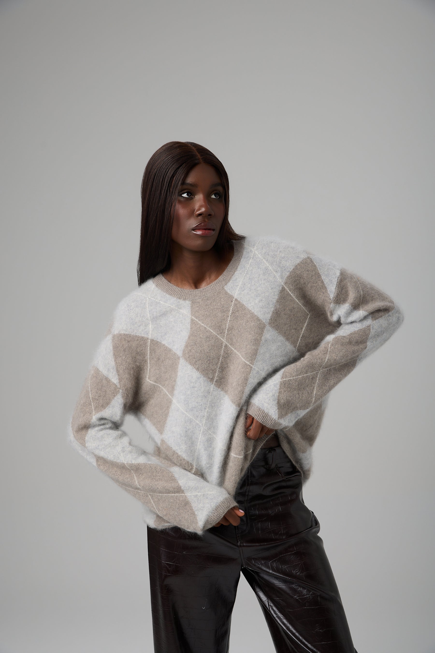 SWETER ARGYLE CASHMERE BLEND