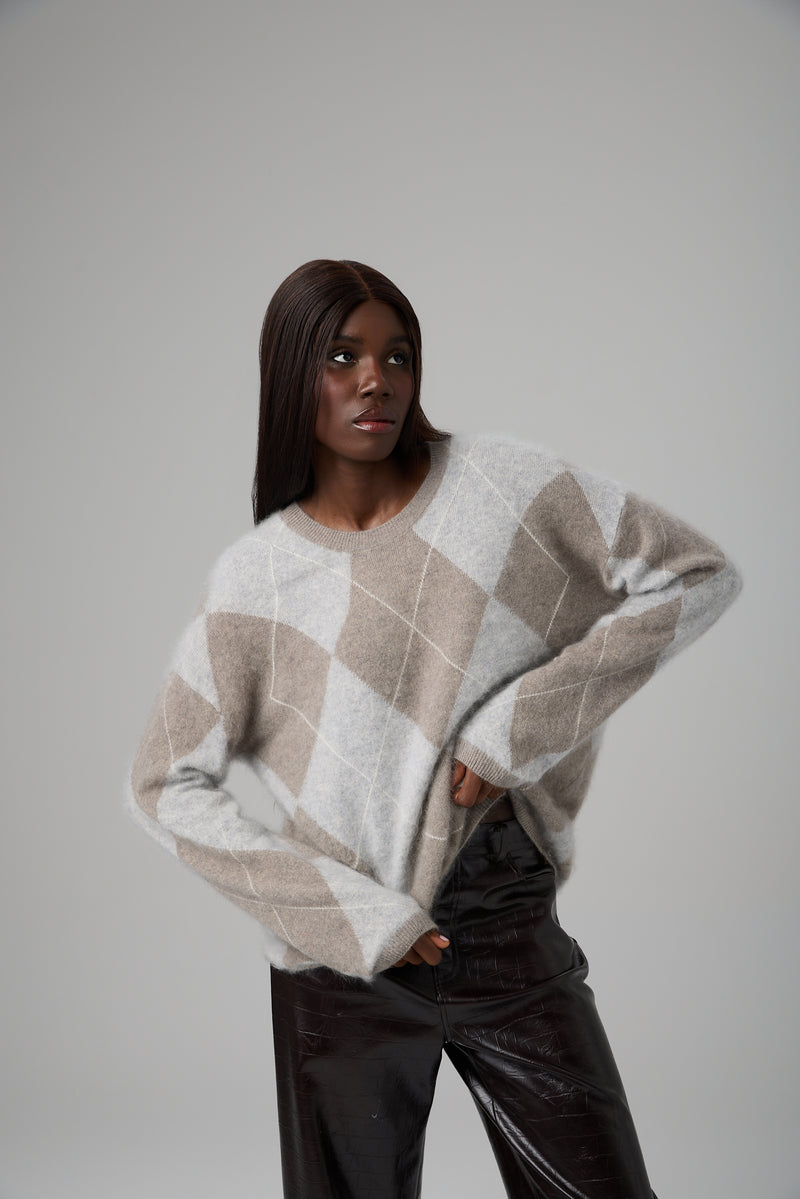 SWETER ARGYLE CASHMERE BLEND