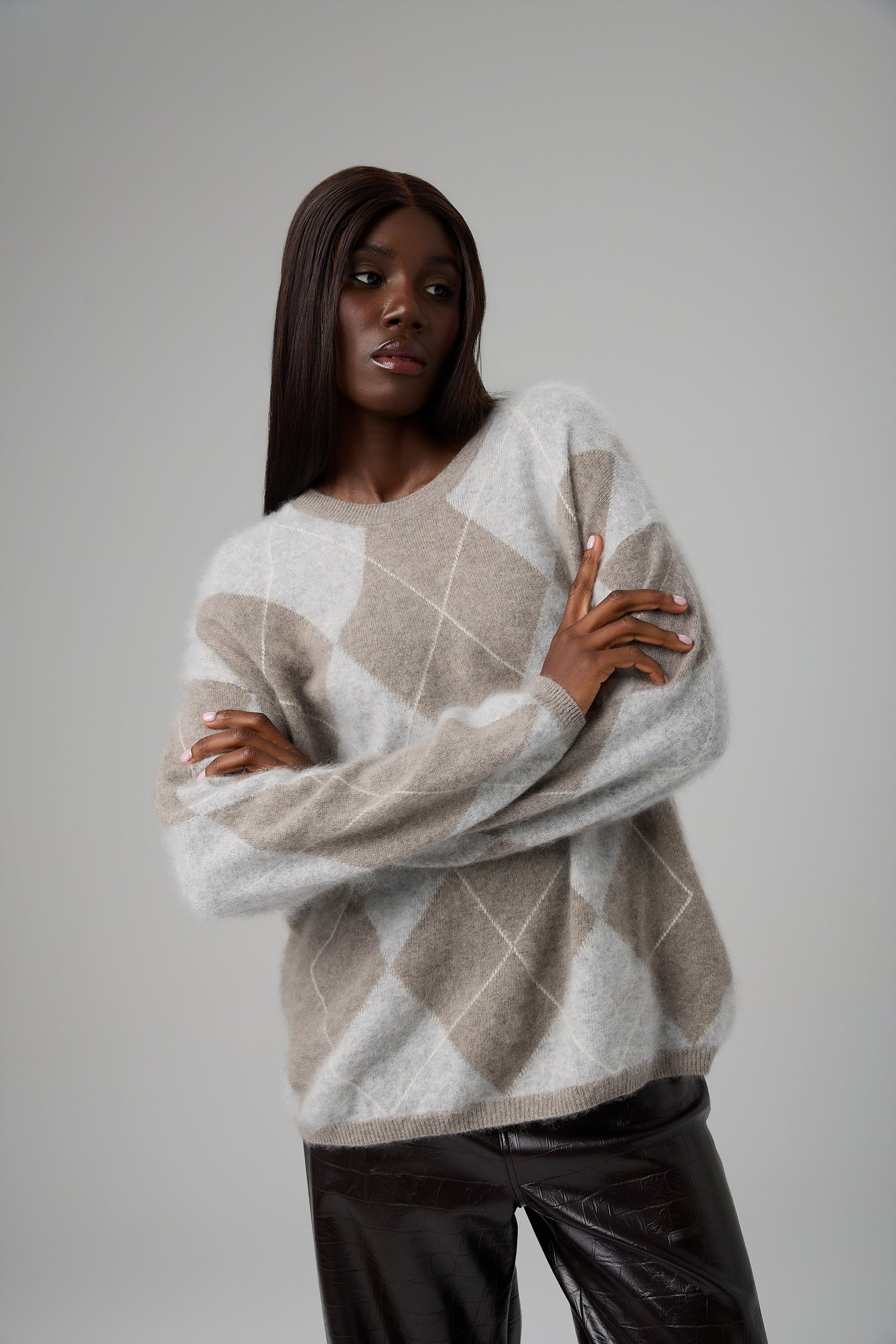 SWETER ARGYLE CASHMERE BLEND