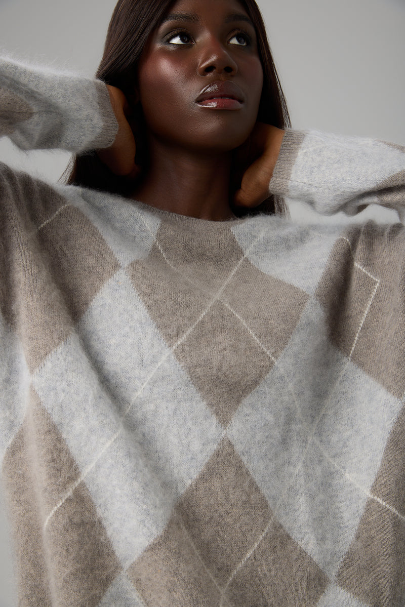 SWETER ARGYLE CASHMERE BLEND