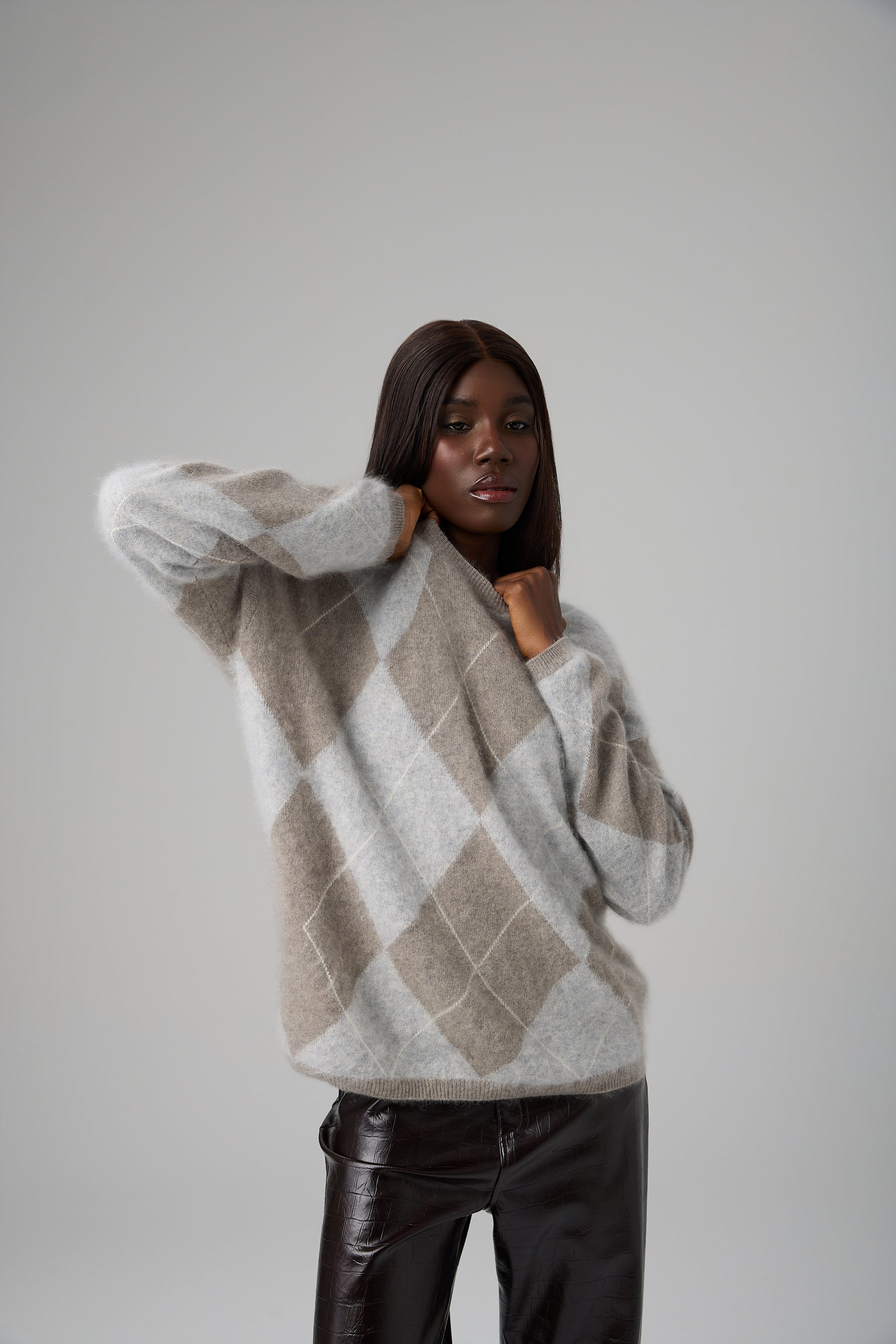 SWETER ARGYLE CASHMERE BLEND