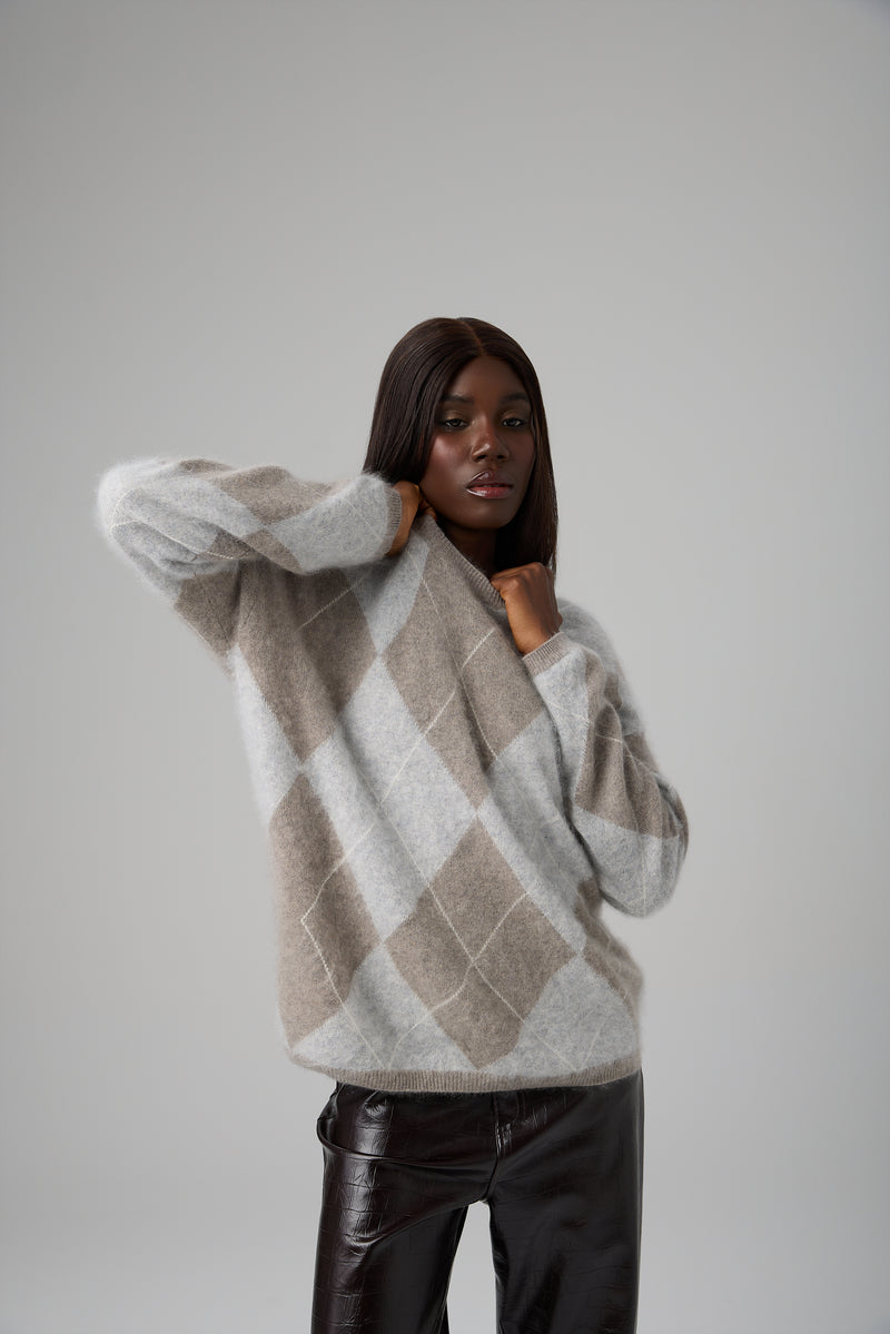SWETER ARGYLE CASHMERE BLEND