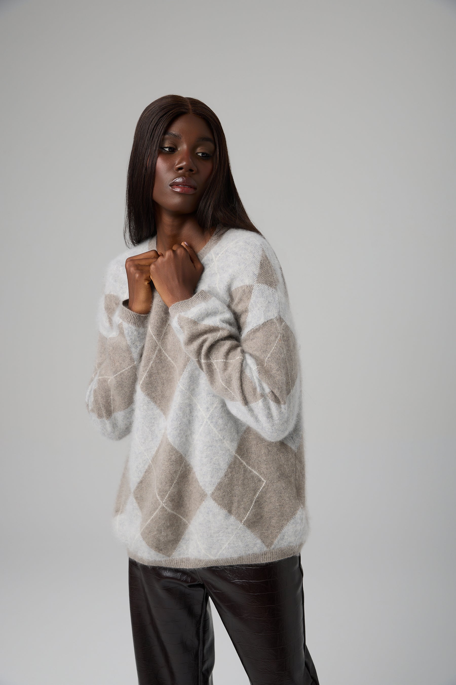 SWETER ARGYLE CASHMERE BLEND