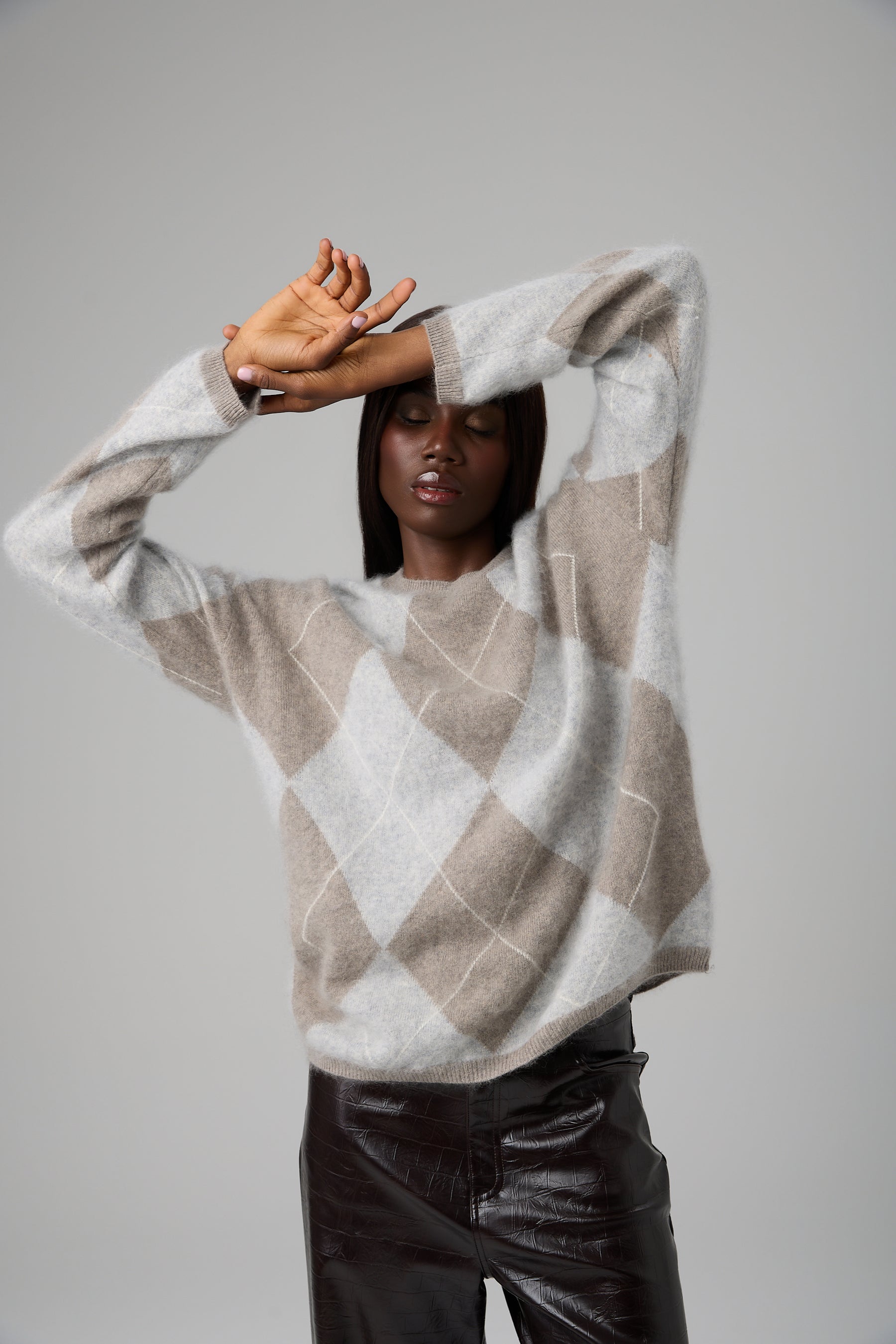 SWETER ARGYLE CASHMERE BLEND