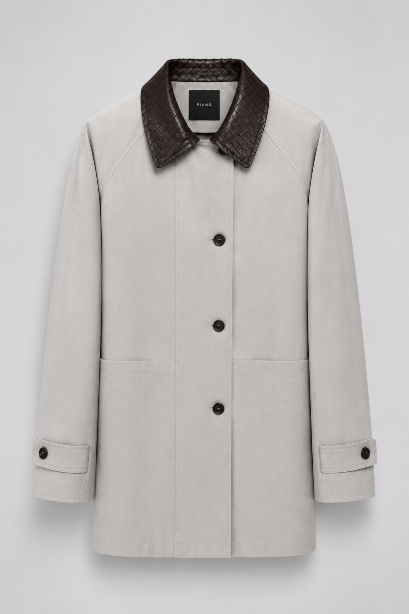 PŁASZCZ WOVEN COLLAR GREY