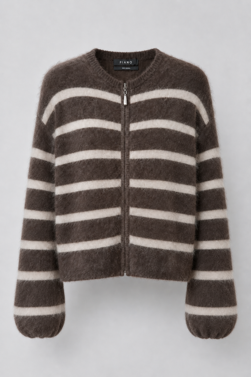 SWETER WOOL STRIPES ZIP