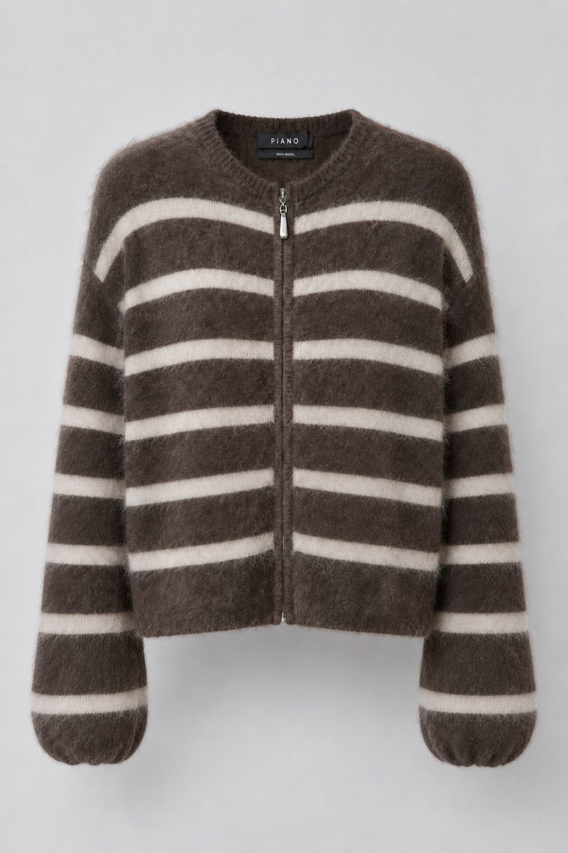 SWETER WOOL STRIPES ZIP