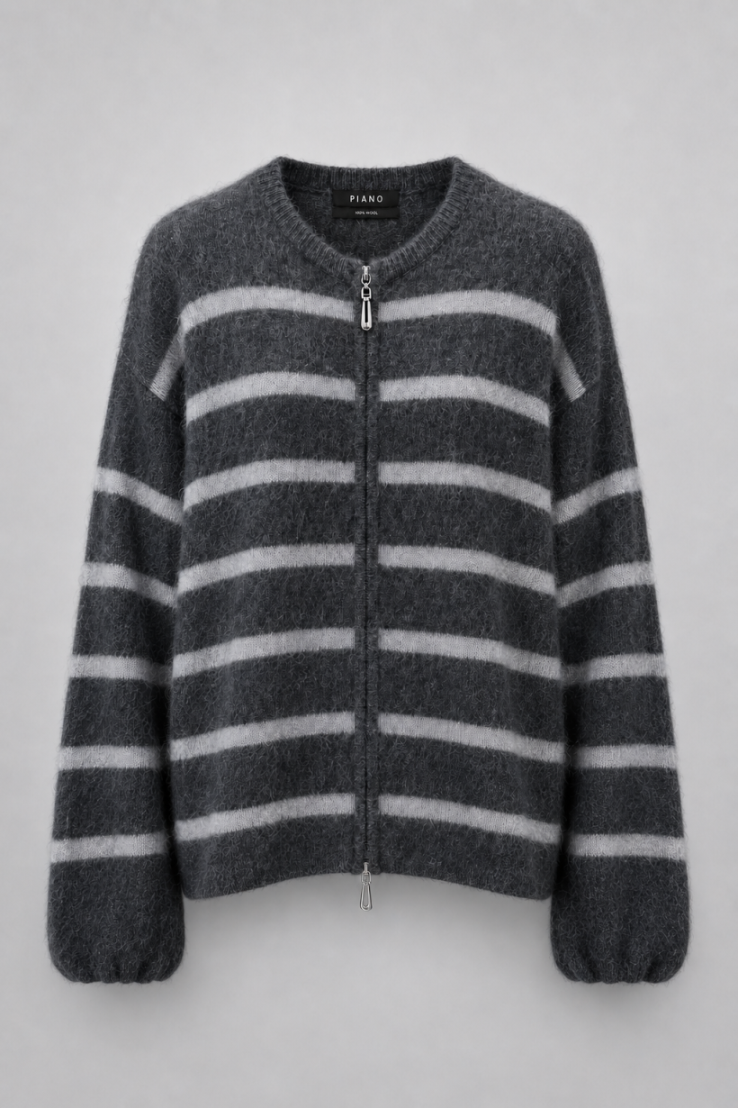 SWETER WOOL STRIPES ZIP